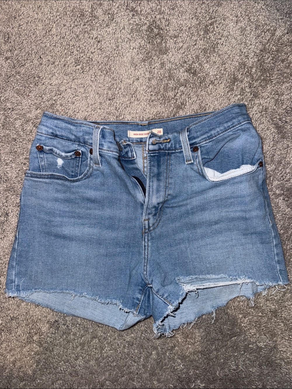 Signature by Levi Strauss Light Blue Distressed Denim Shorts